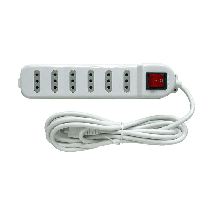Alargador Eléctrico 3 Mts 6 Pos Blanco 1