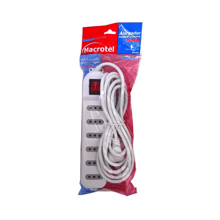 Alargador Eléctrico 3 Mts 6 Pos Blanco 2