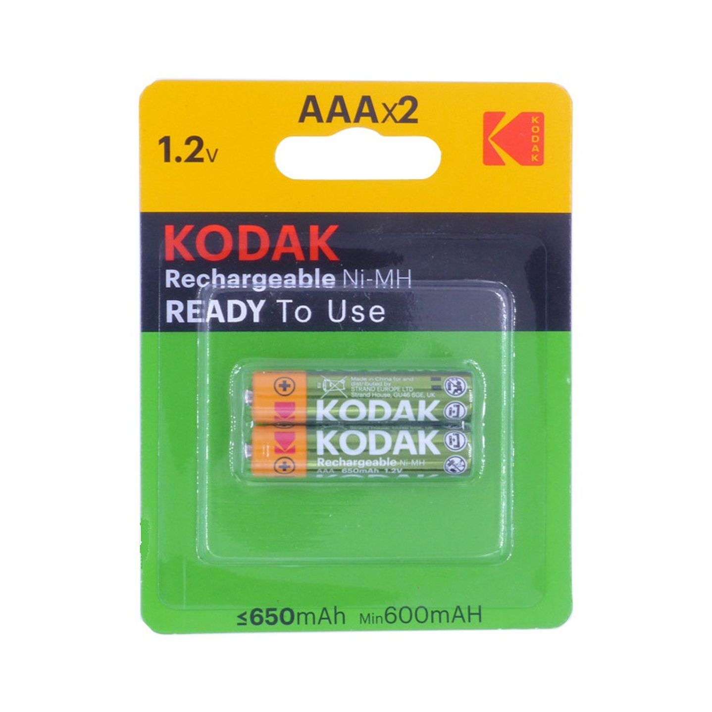 Pack 2 Pilas AAA Recargables Kodak 600mha 1