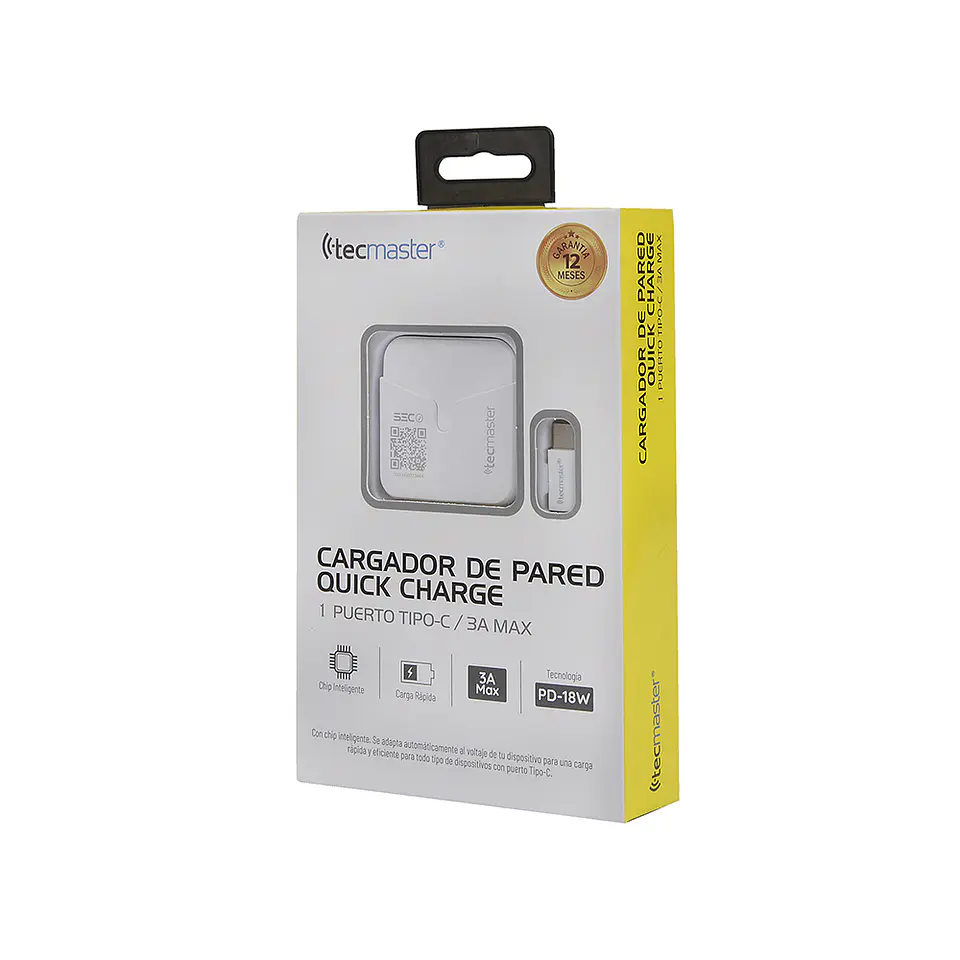 Cargador Pared 1 Usb Tipo C 3A Tecmaster Blanco 1