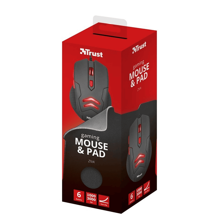 Kit Gamer Mouse + Mouse Pad Trust Ziva 4