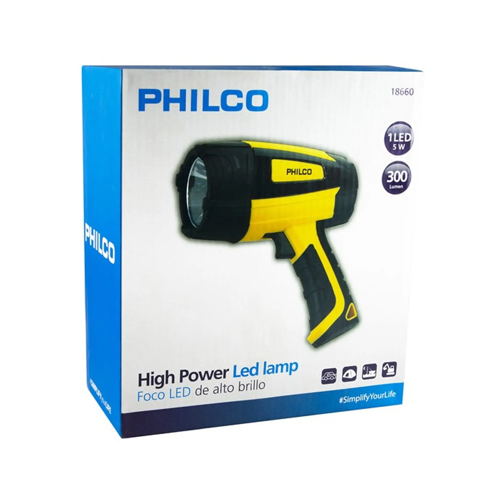 Foco Linterna 1 Led Hig Power Philco Recargable 2