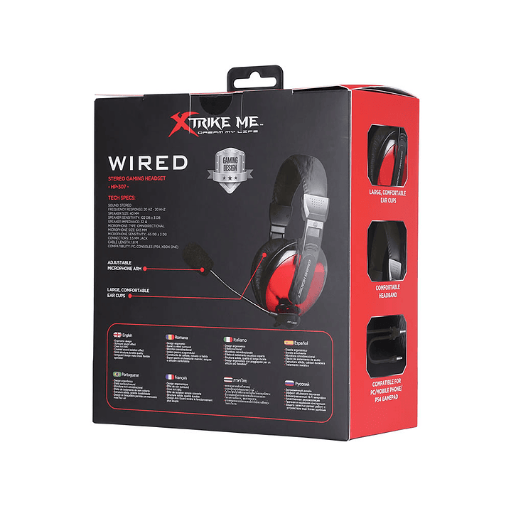 Audifonos Gamer Xtrike Me 3.5mm Rojo HP-307 3