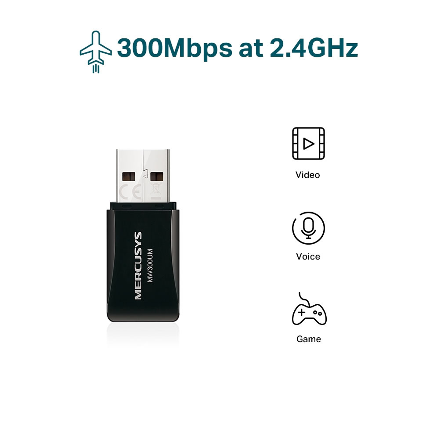 Mini Adaptador Usb Wifi N 300mbps Mercusys 3
