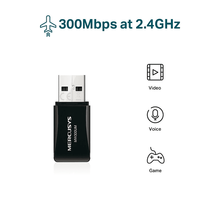 Mini Adaptador Usb Wifi N 300mbps Mercusys 3