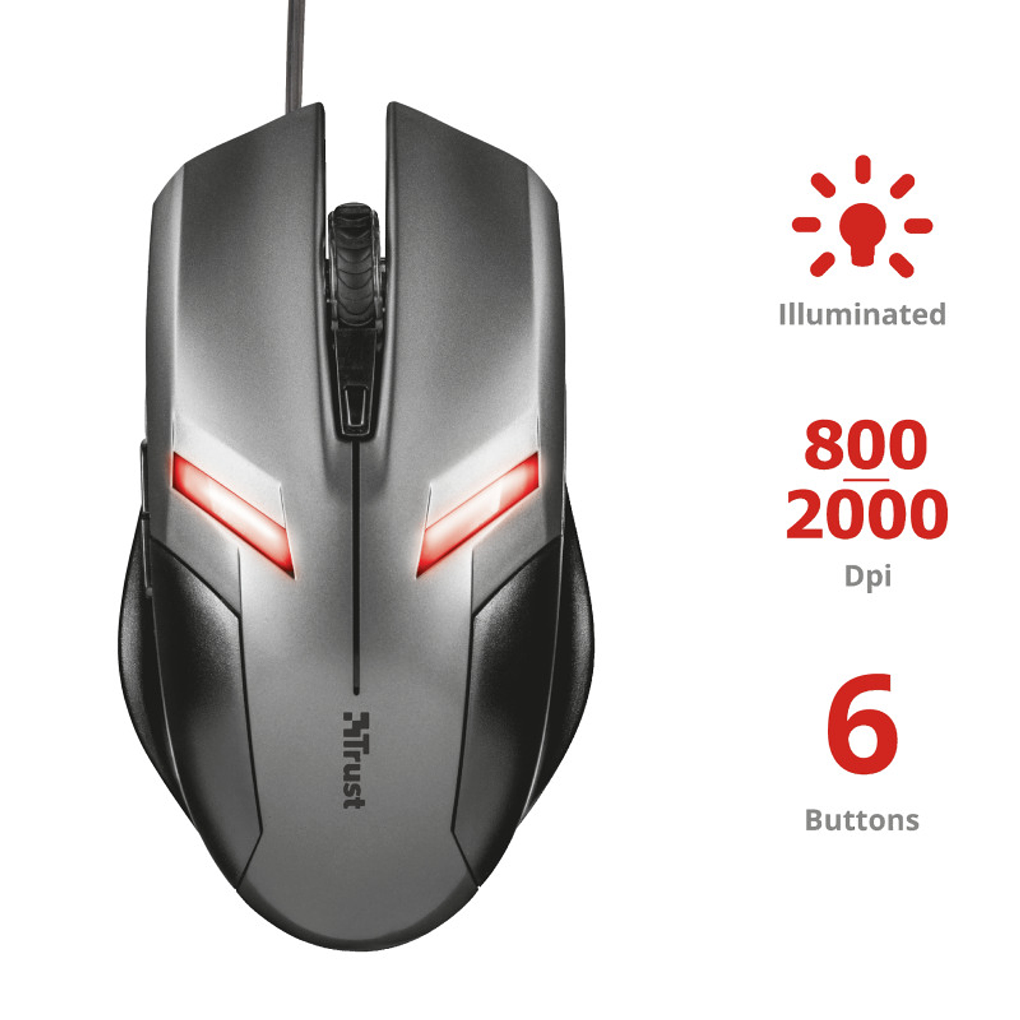 Mouse Gamer Trust Ziva 2000dpi Iluminado 4