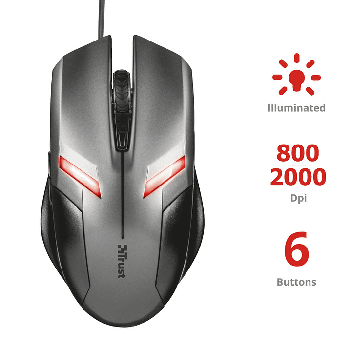 Mouse Gamer Trust Ziva 2000dpi Iluminado 4