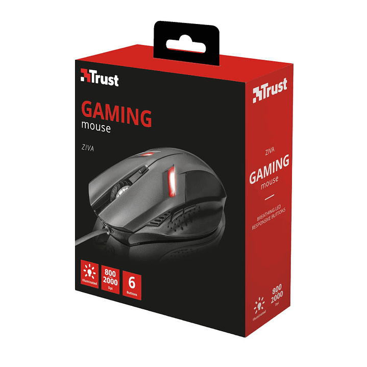 Mouse Gamer Trust Ziva 2000dpi Iluminado 5