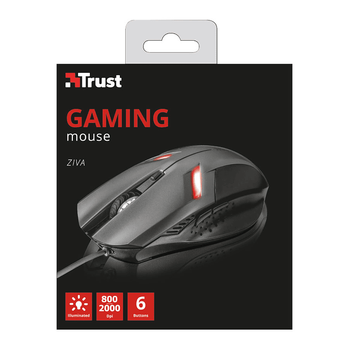 Mouse Gamer Trust Ziva 2000dpi Iluminado 6