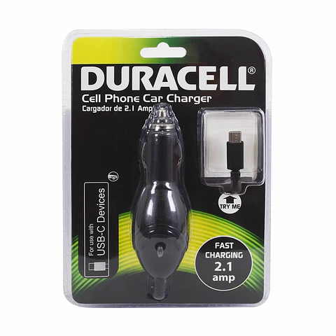 Cargador Auto 12v Tipo C Duracell 2.1a