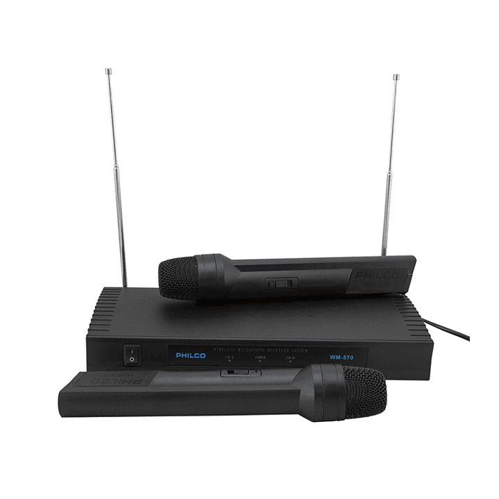 Pack 2 Micrófonos Inalambricos VHF Philco WM570 1
