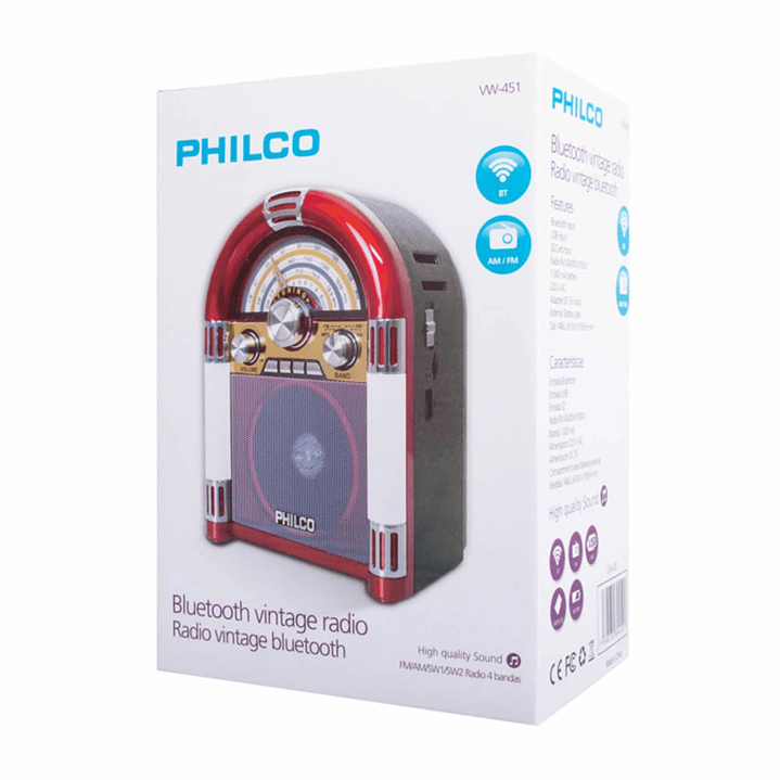 Parlante Radio Vintage Philco Vw451 Bluetooth 2