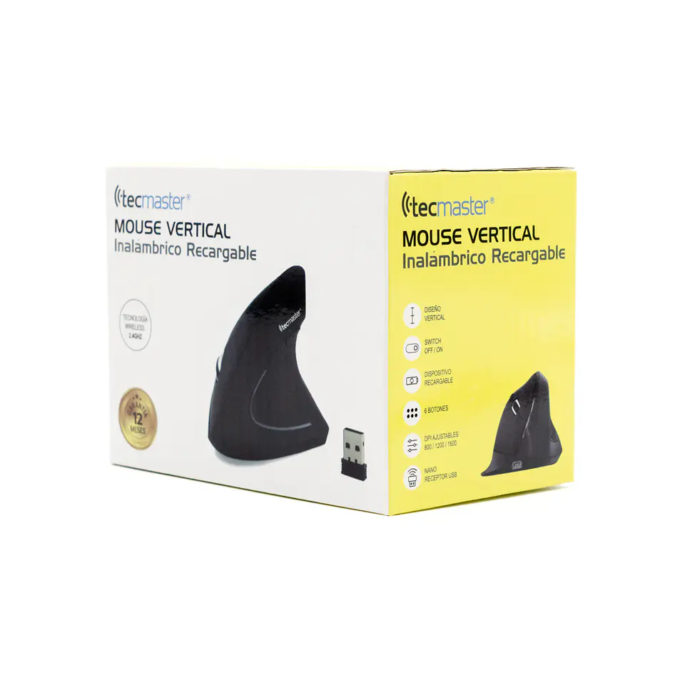Mouse Inalambrico Vertical Recargable Tecmaster 3