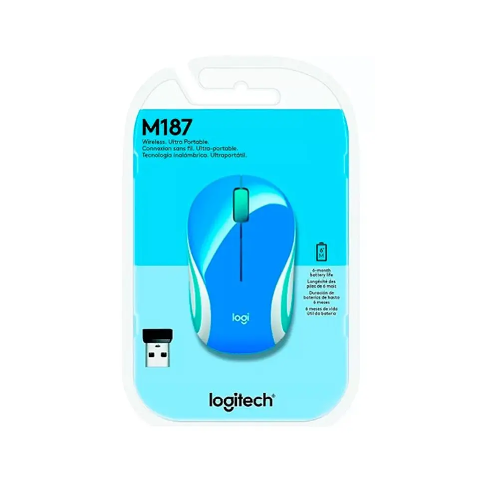 Mouse Inalambrico Logitech M187 Azul 2