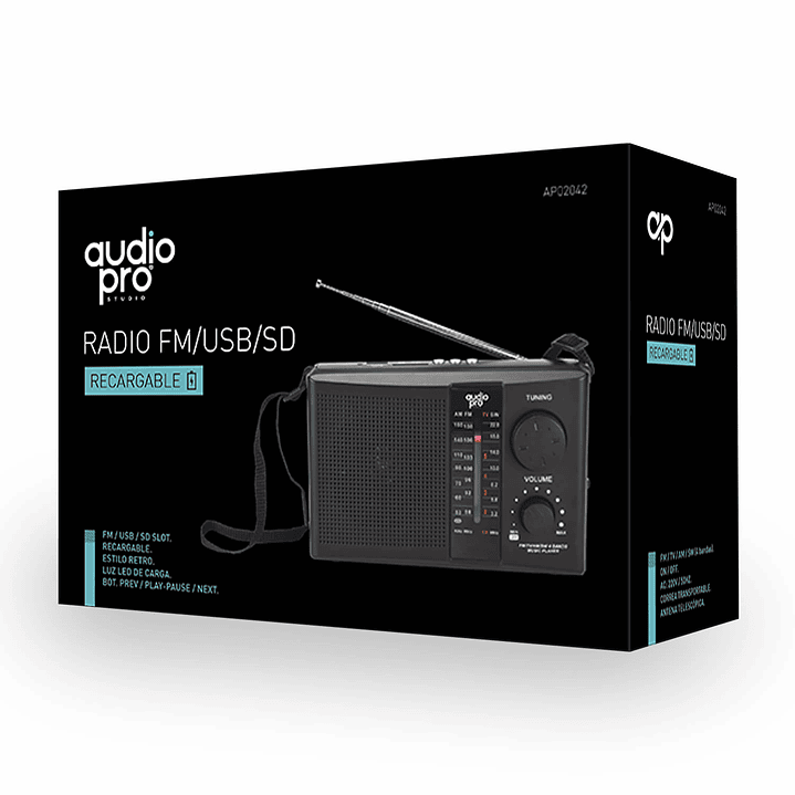Radio Recargable Audiopro Fm/am/tv/sw 4 bandas 3
