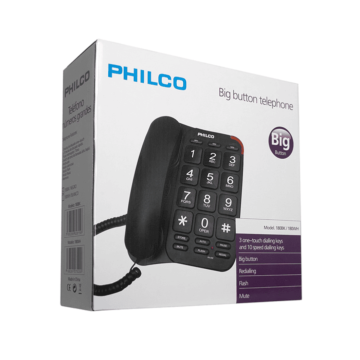 Telefono Fijo Philco Números Grandes Negro 2