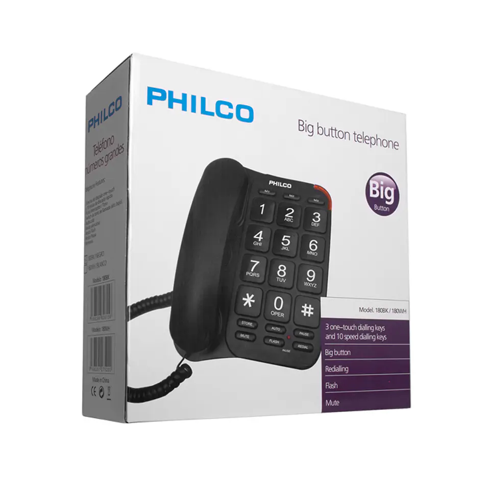 Telefono Fijo Philco Números Grandes Negro 2