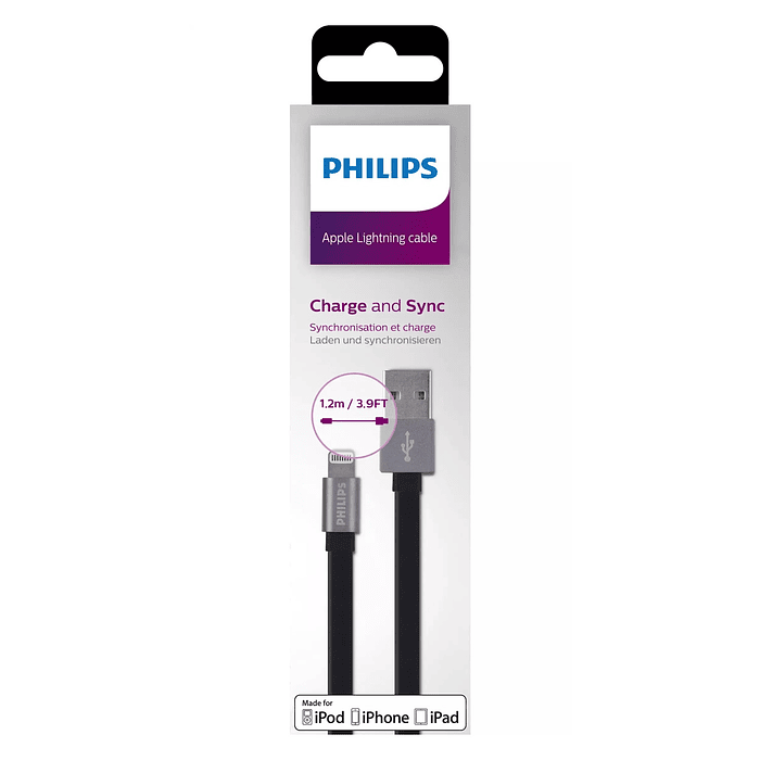 Cable Lightning a USB Philips 1.2m Negro 2