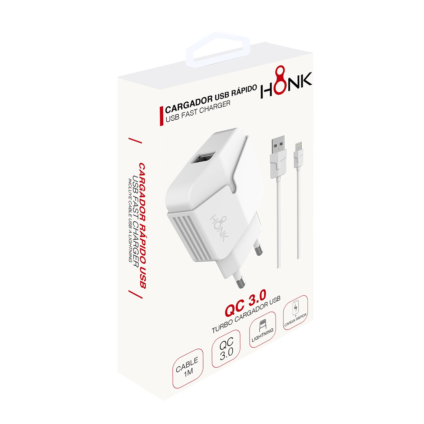 Cargador Pared y Cable Lightning Honk QC3.0 2