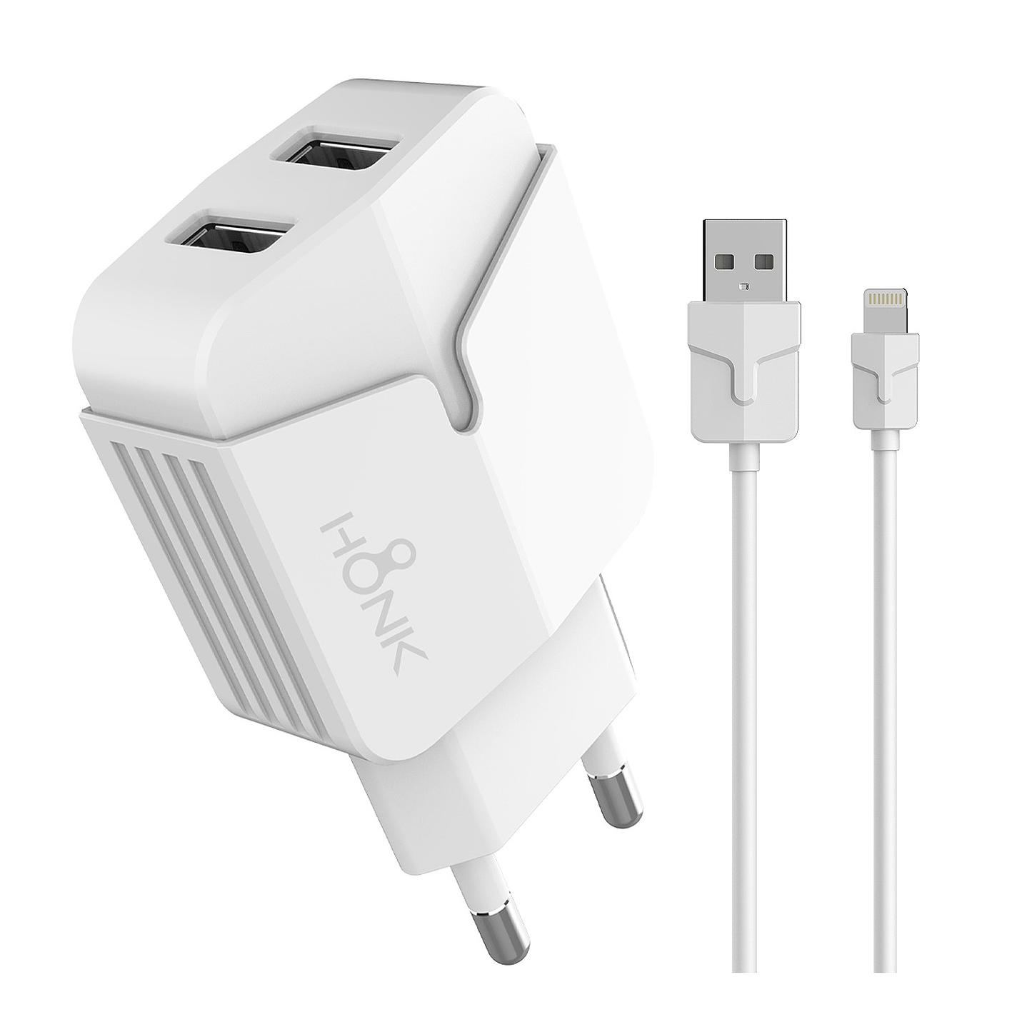 Cargador Pared Doble y Cable Lightning Honk 2.4A 1
