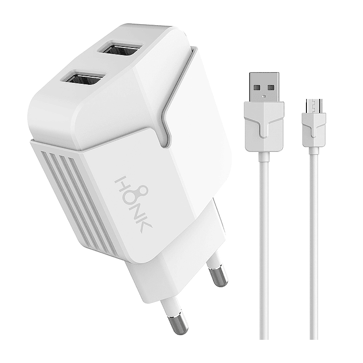 Cargador Pared Doble y Cable Micro USB Honk 2.4A 1