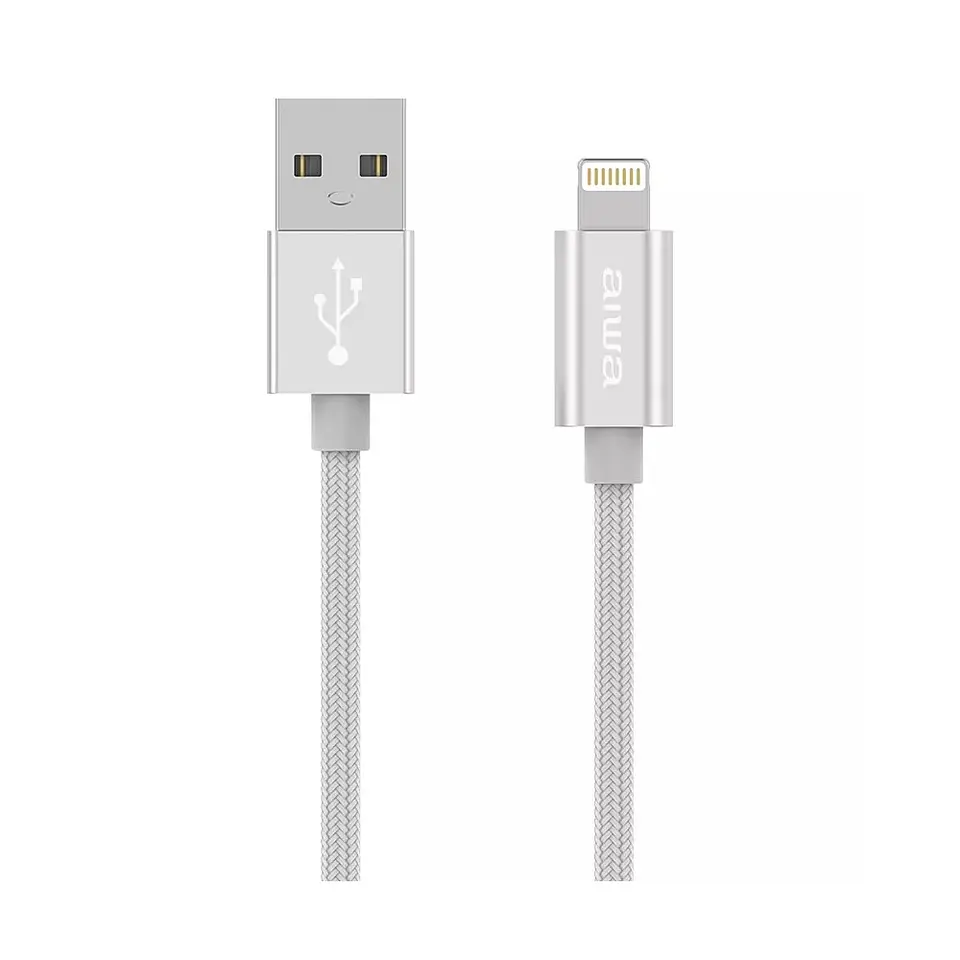 Cable Usb Lightning 1.5m Mfi Aiwa Silver 1