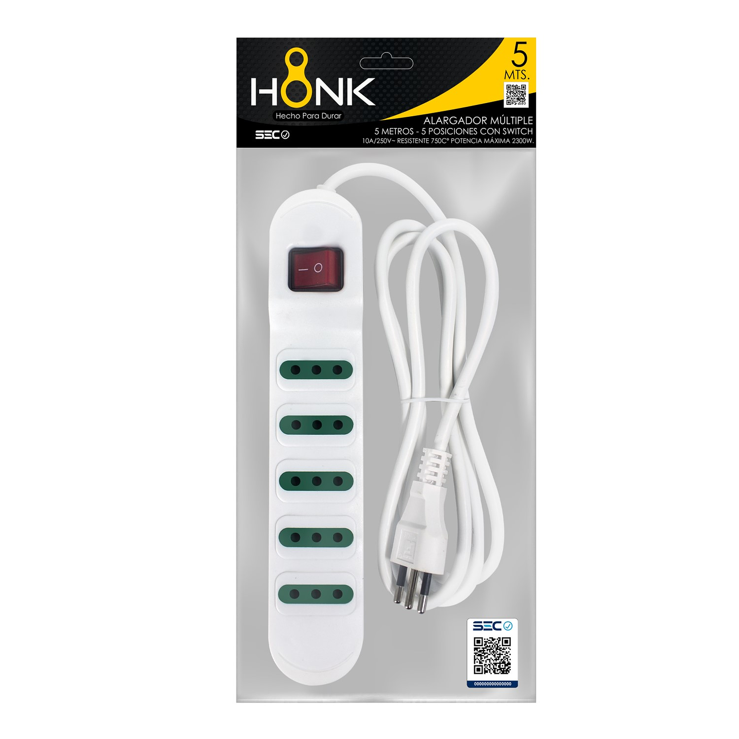 Alargador Electrico Honk 5 Mts 5Pos Switch 2
