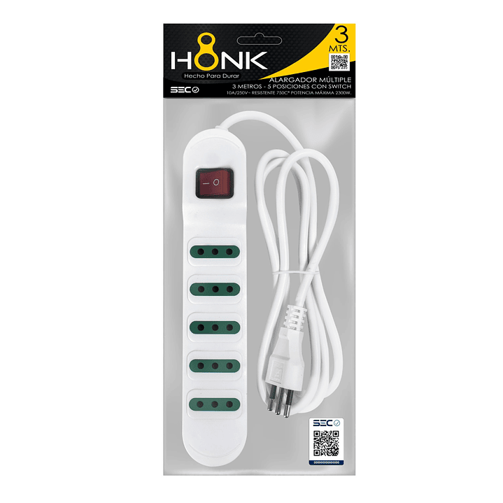 Alargador Electrico Honk 3 Mts 5Pos Switch 2