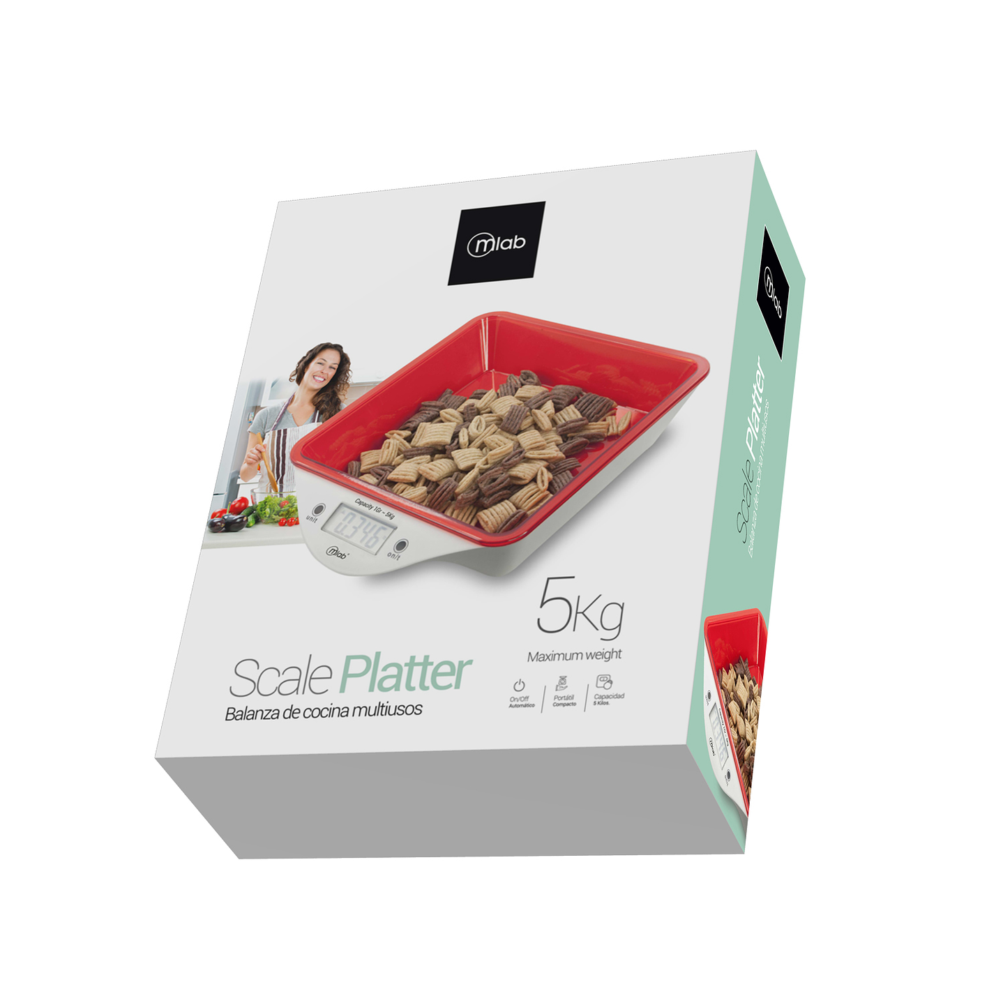 Pesa Balanza Cocina Con Fuente Mlab 5kg 2