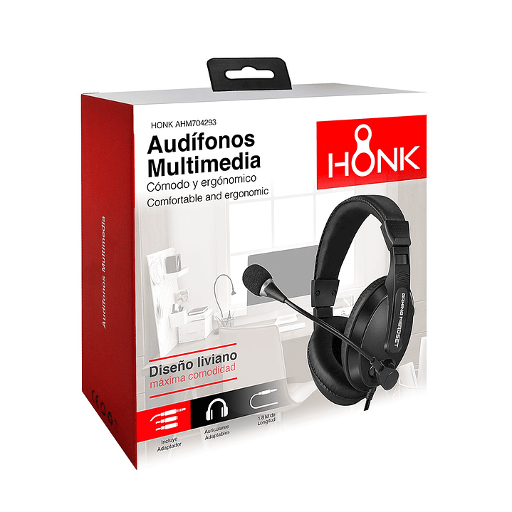 Audifonos Gamer Honk Multimedia Negro 3.5mm 2