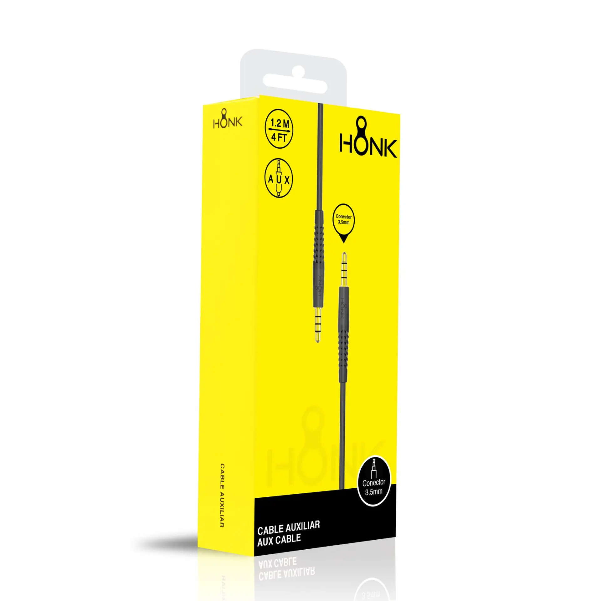 Cable Auxiliar 1.2mt Honk Jack 3.5 Plug Negro 4p 2
