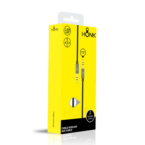 Cable Auxiliar 1.2mt Honk Jack 3.5 Plug Negro