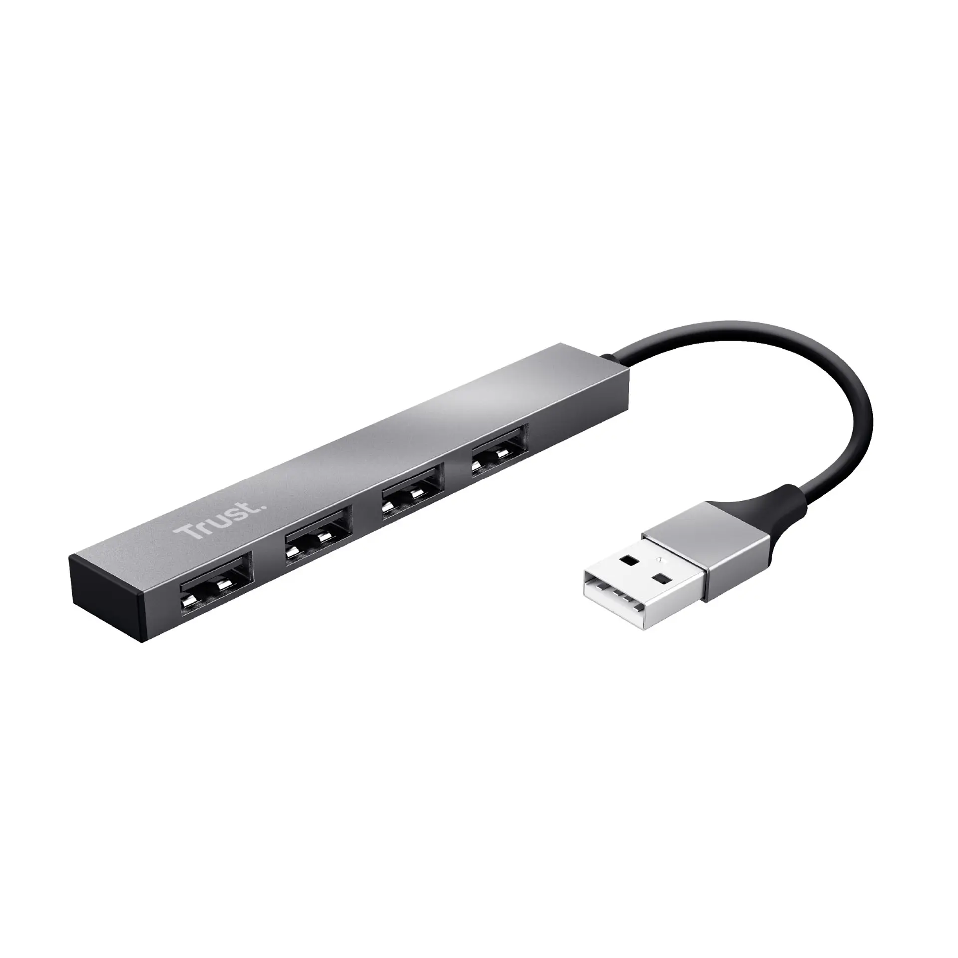 Mini Hub Usb 2.0 Trust Halyx 4p Metalico 1