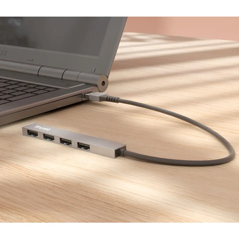 Mini Hub Usb 2.0 Trust Halyx 4p Metalico 3