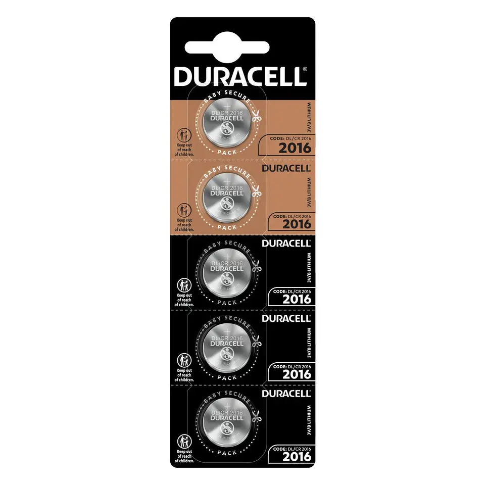 Pack 5 Pilas Cr 2016 Duracell Lithium 1