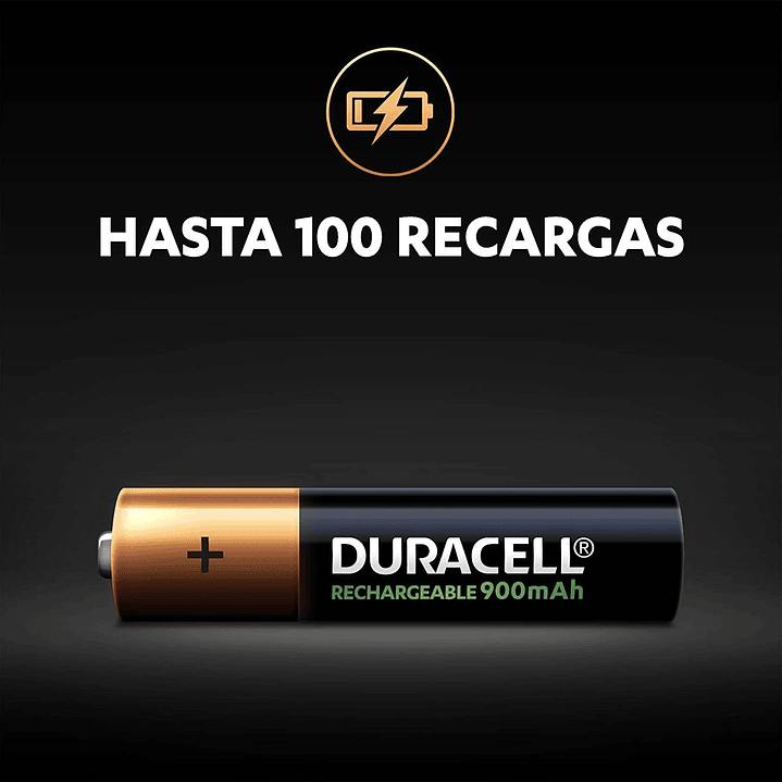 Pack 2 Pilas AAA Recargables Duracell 900mAh 3
