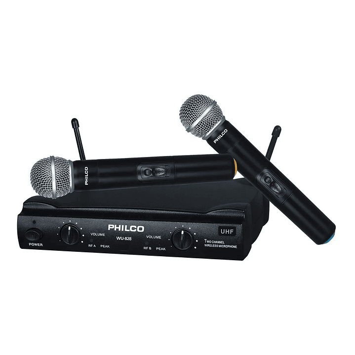 Pack 2 Micrófonos Inalambricos Uhf Philco WU-828 1