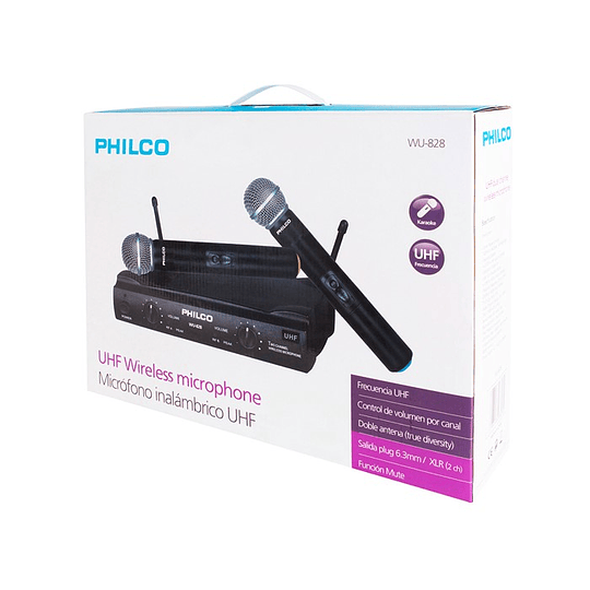 Pack 2 Micrófonos Inalambricos Uhf Philco WU-828