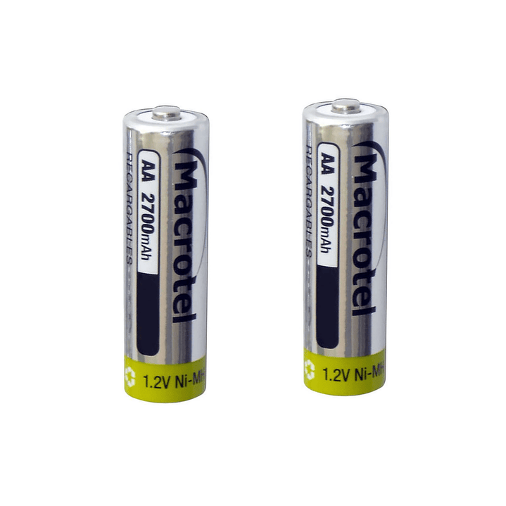 Pack 2 Pilas Recargables AA Macrotel 2700mha 2