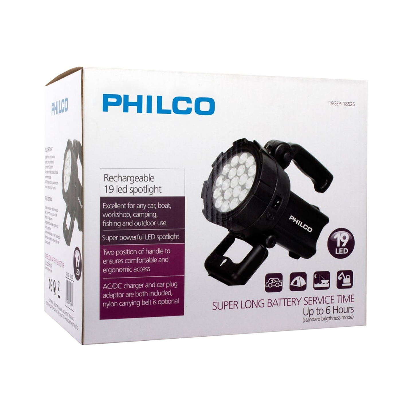 Foco Linterna 19 Led Recargable Philco 4
