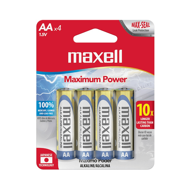 Pack 4 Pilas Alcalinas Aa Maxell 1