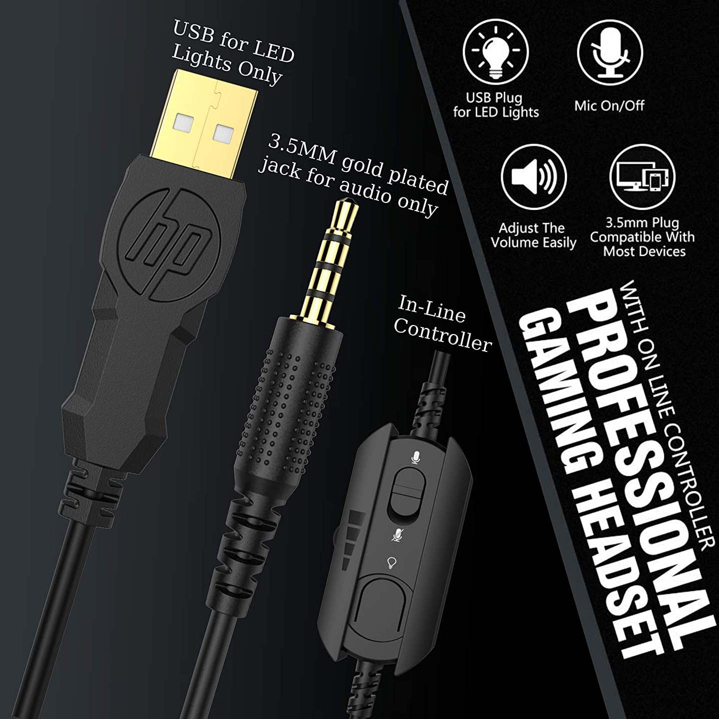 Audifonos Gamer HP H360 On Ear Jack 3.5mm 3