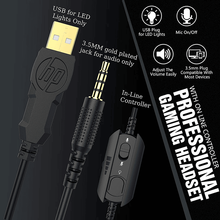 Audifonos Gamer HP H360 On Ear Jack 3.5mm 3