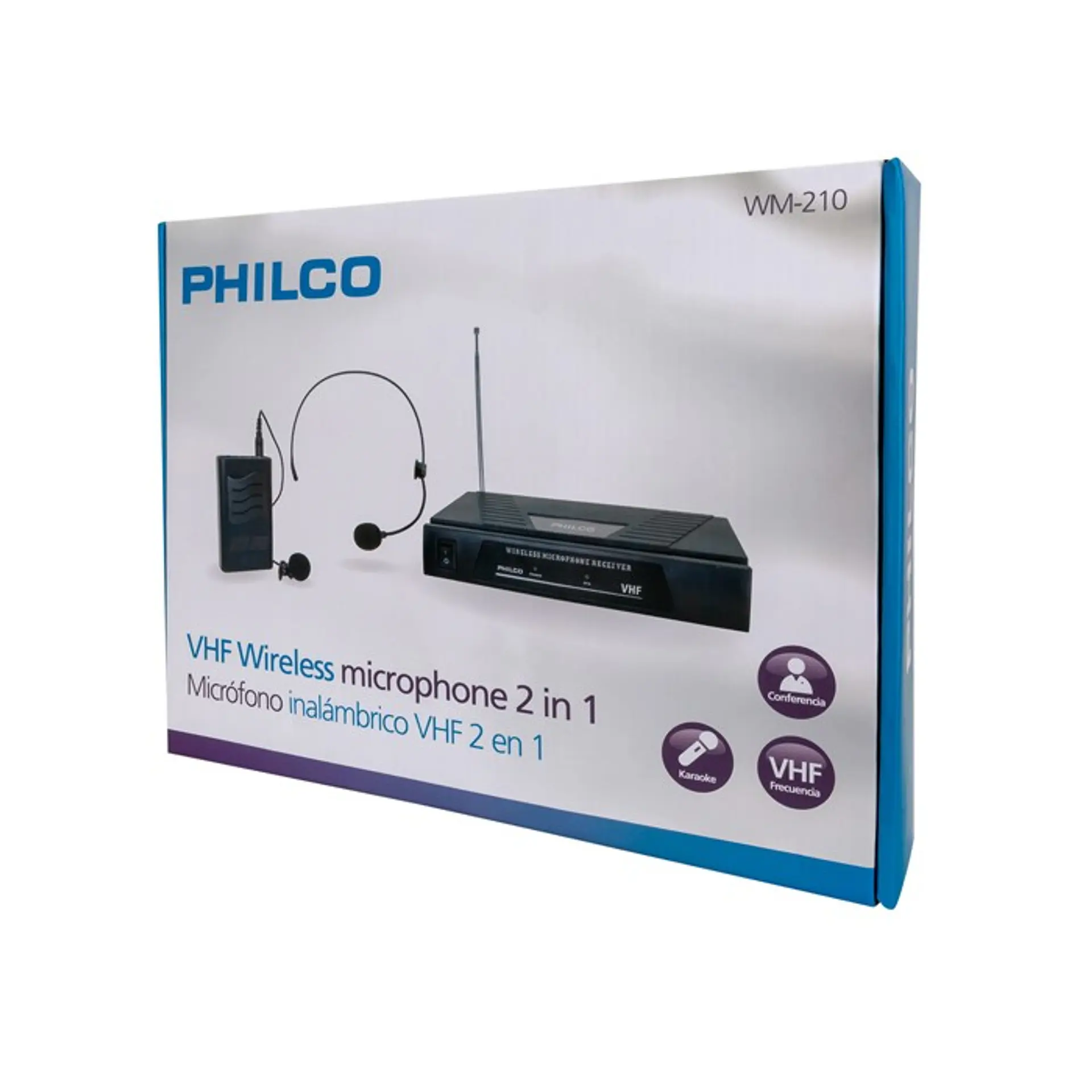 Microfono Inalambrico Philco 2 en 1 Vhf Cintillo Solapa 2