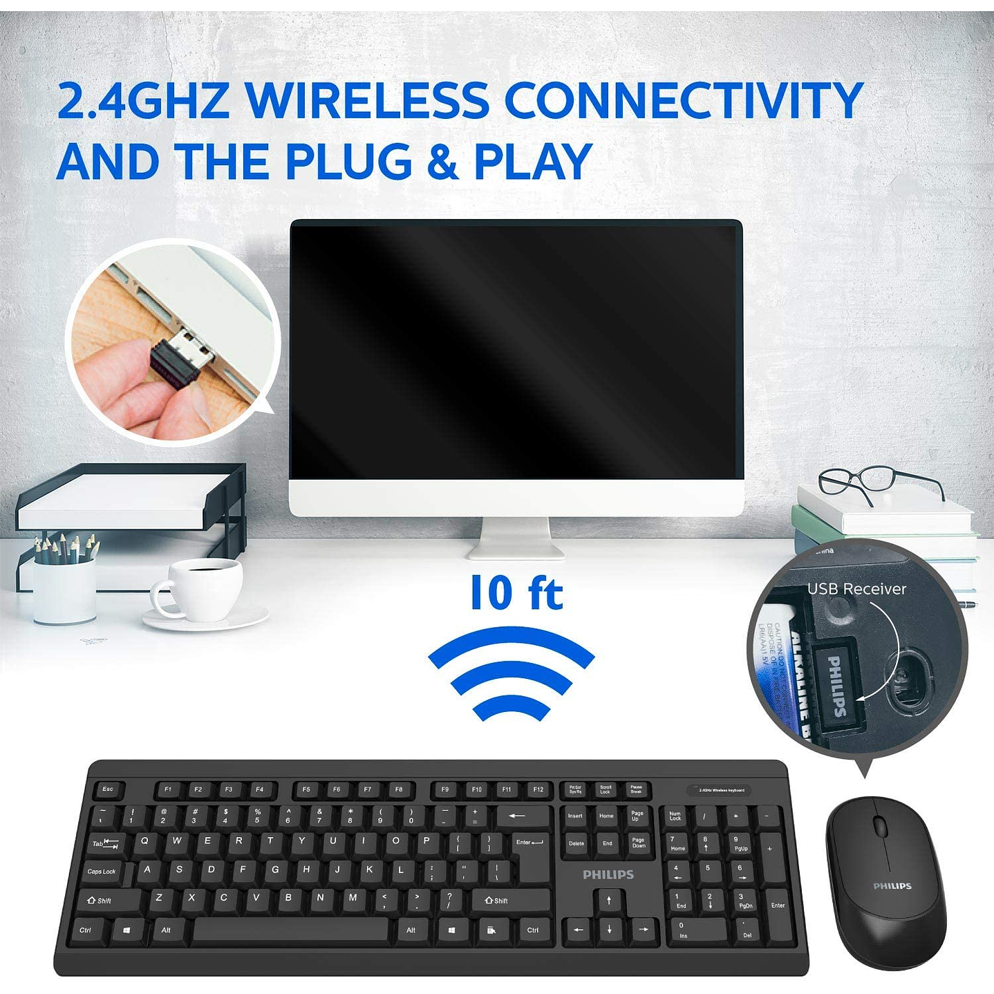 Kit Combo Teclado y Mouse Inalambrico Philips C324 5