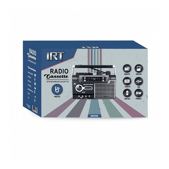 Radio Cassette Irt Recargable Inalambrica Fm/usb/bt 2