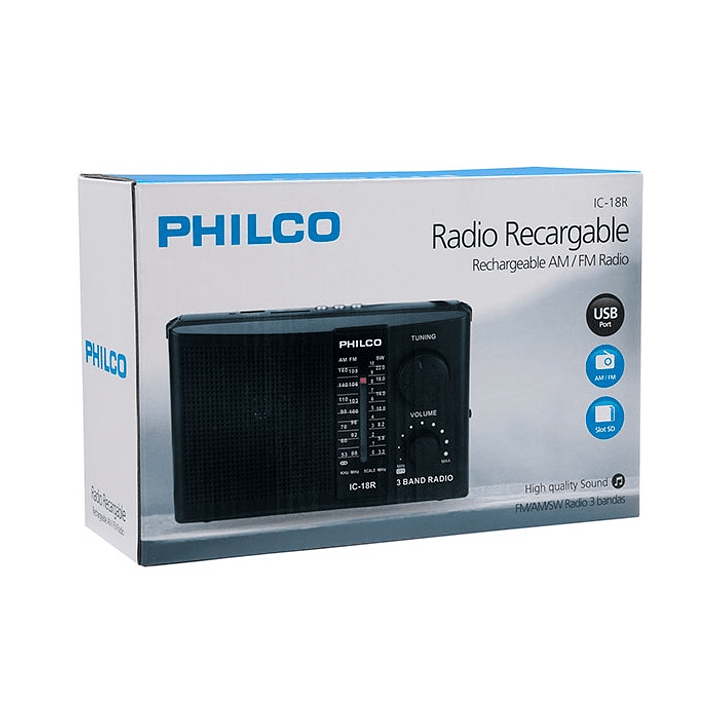 Radio Portatil Philco IC-18R Multibandas Usb 2