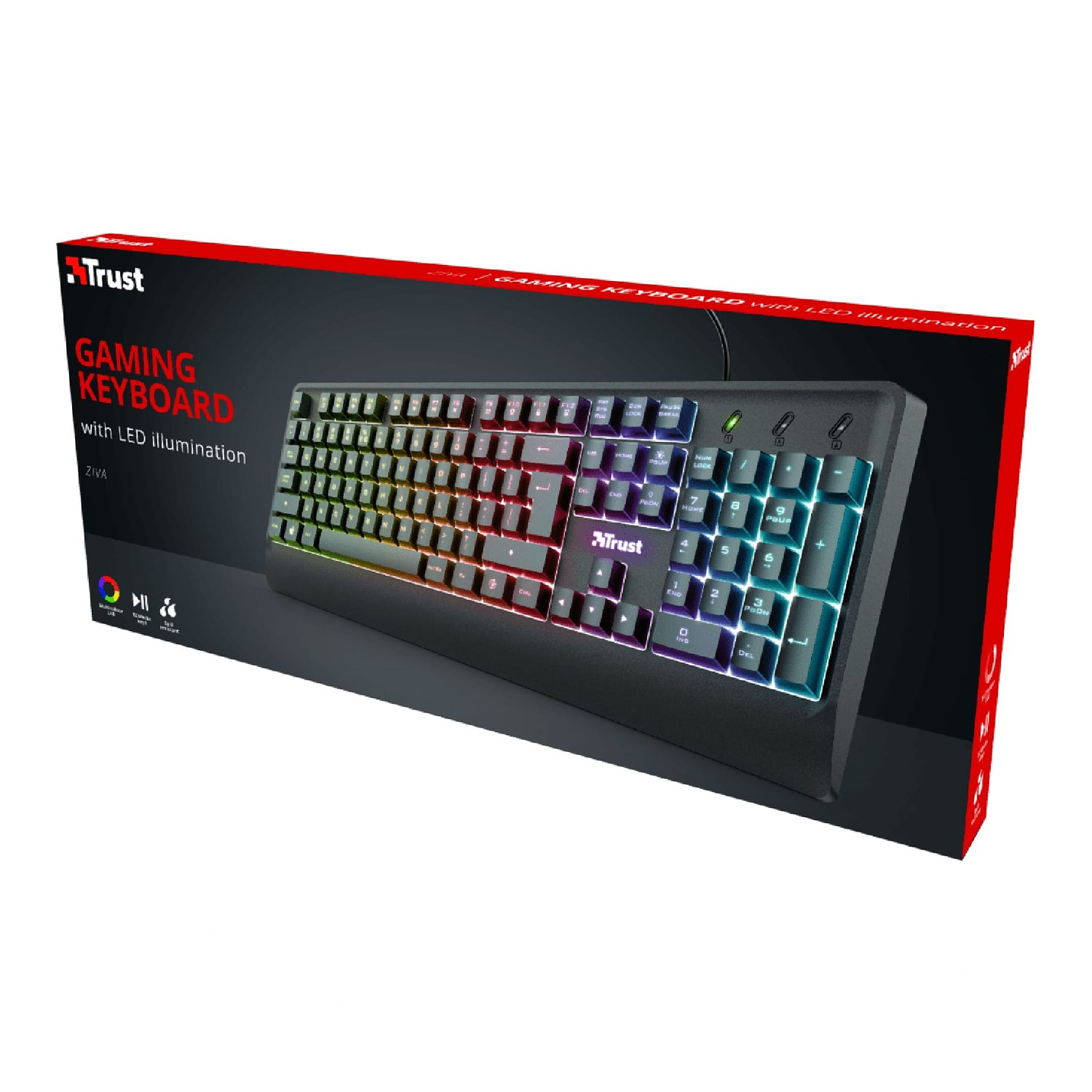 Teclado Gamer Trust Ziva Iluminacion Led 2