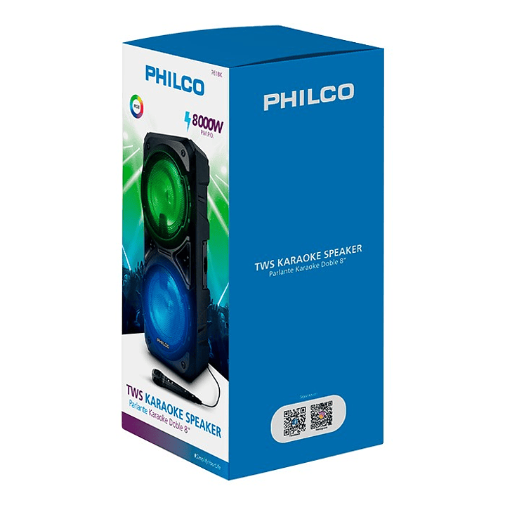 Parlante Karaoke Tws Philco Doble 8 Pulgadas 761BK 2
