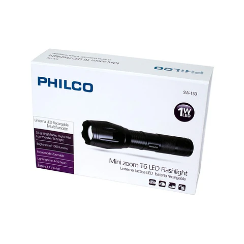Linterna Led Cree Philco Tactica SW150 con Soporte